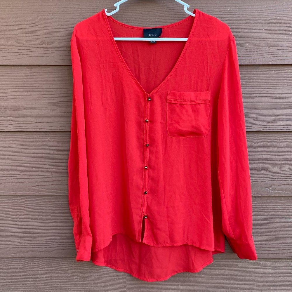 Red Lumiere Long Sleeve Blouse - Size Large